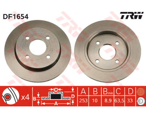 Bromsskiva DF1654 TRW