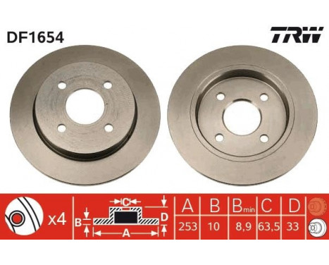 Bromsskiva DF1654 TRW, bild 2