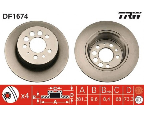 Bromsskiva DF1674 TRW