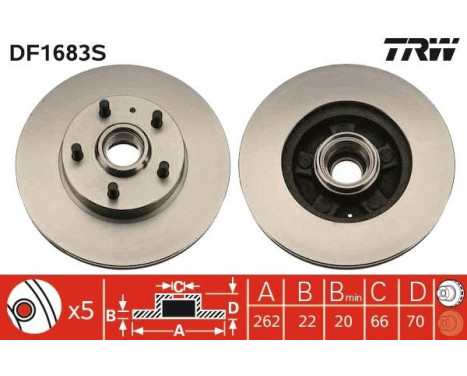 Bromsskiva DF1683S TRW
