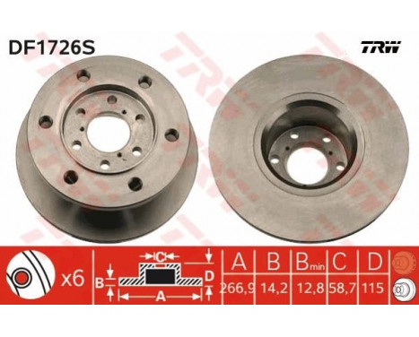 Bromsskiva DF1726S TRW, bild 2