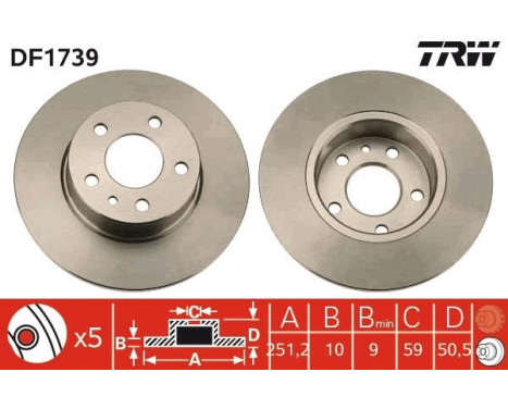 Bromsskiva DF1739 TRW, bild 2