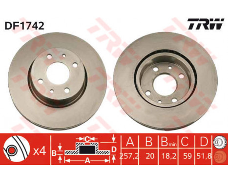 Bromsskiva DF1742 TRW
