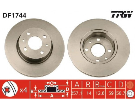 Bromsskiva DF1744 TRW, bild 2