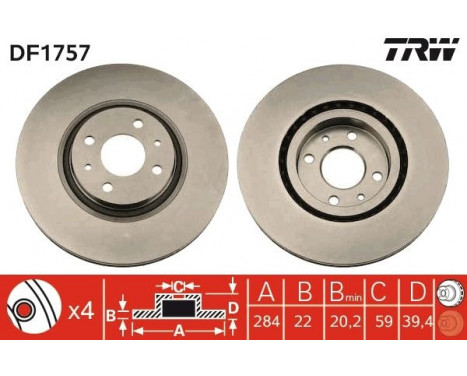 Bromsskiva DF1757 TRW, bild 2