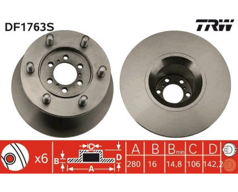 Bromsskiva DF1763S TRW, bild 2