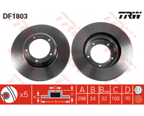 Bromsskiva DF1803 TRW