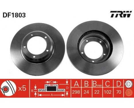 Bromsskiva DF1803 TRW, bild 2