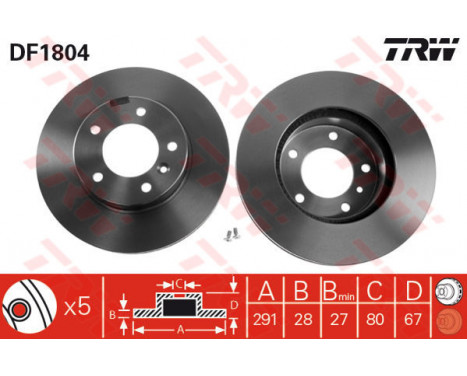 Bromsskiva DF1804 TRW