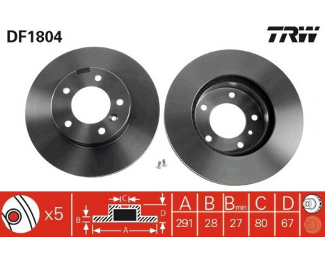 Bromsskiva DF1804 TRW, bild 2
