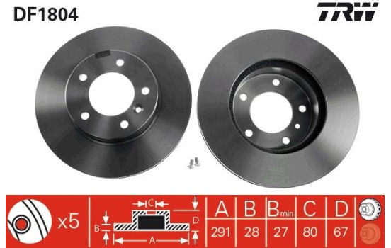 Bromsskiva DF1804 TRW, bild 2