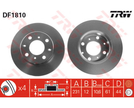 Bromsskiva DF1810 TRW