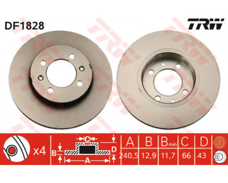 Bromsskiva DF1828 TRW