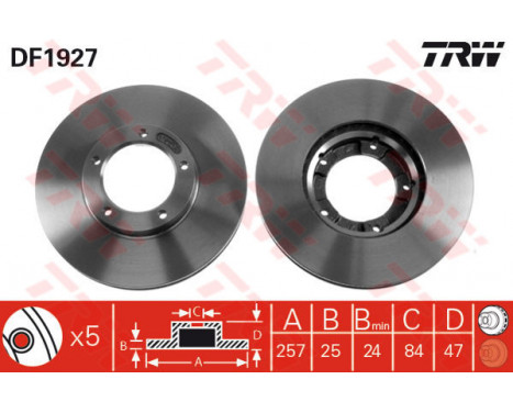 Bromsskiva DF1927 TRW