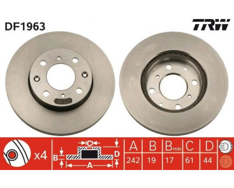 Bromsskiva DF1963 TRW