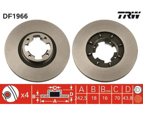 Bromsskiva DF1966 TRW