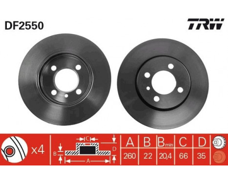 Bromsskiva DF2550 TRW, bild 2