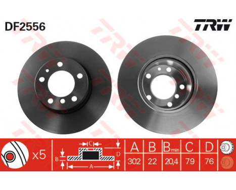 Bromsskiva DF2556 TRW