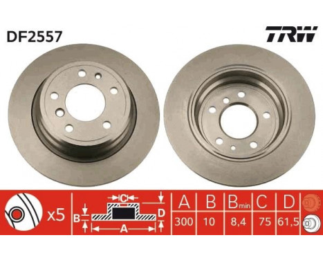 Bromsskiva DF2557 TRW, bild 2