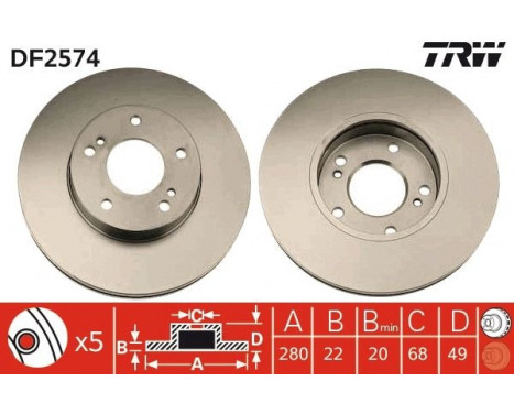 Bromsskiva DF2574 TRW