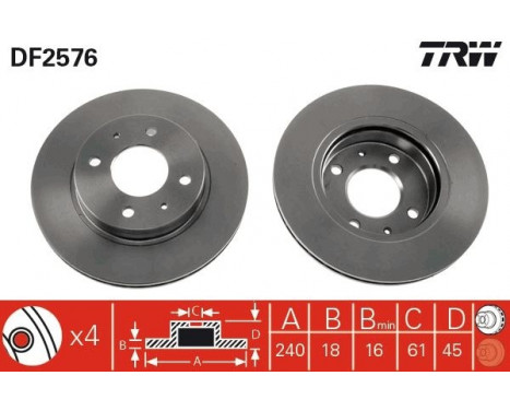 Bromsskiva DF2576 TRW