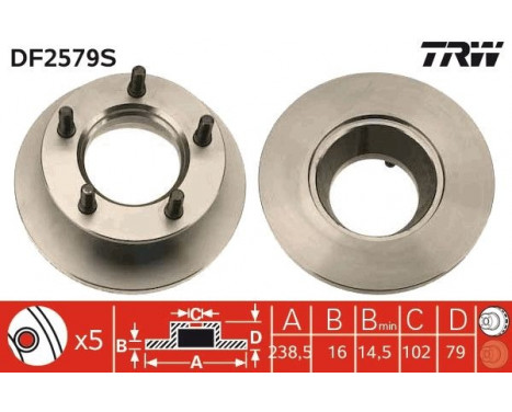 Bromsskiva DF2579S TRW, bild 2