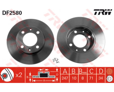 Bromsskiva DF2580 TRW