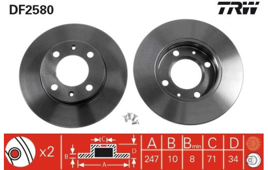 Bromsskiva DF2580 TRW, bild 2