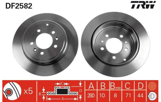 Bromsskiva DF2582 TRW
