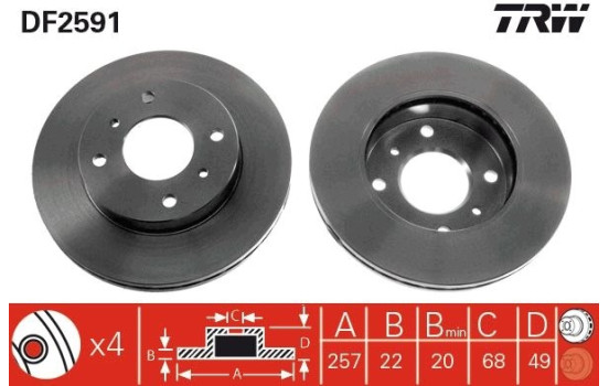 Bromsskiva DF2591 TRW, bild 2