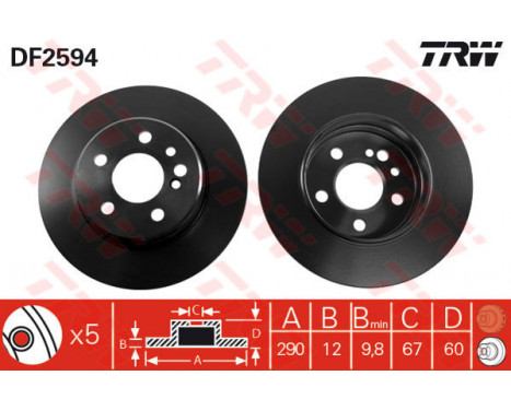 Bromsskiva DF2594 TRW