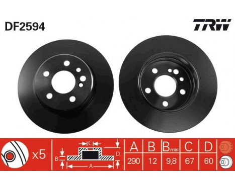 Bromsskiva DF2594 TRW, bild 2