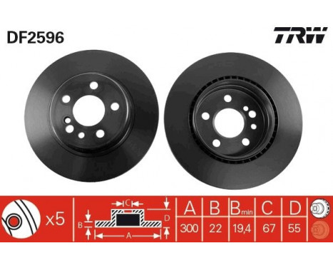 Bromsskiva DF2596 TRW