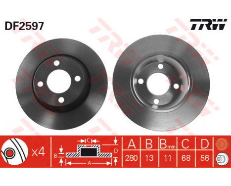 Bromsskiva DF2597 TRW