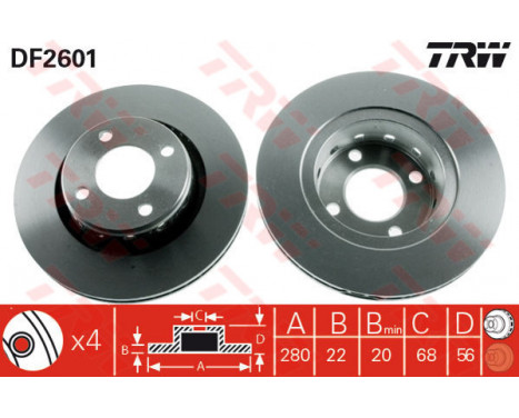 Bromsskiva DF2601 TRW