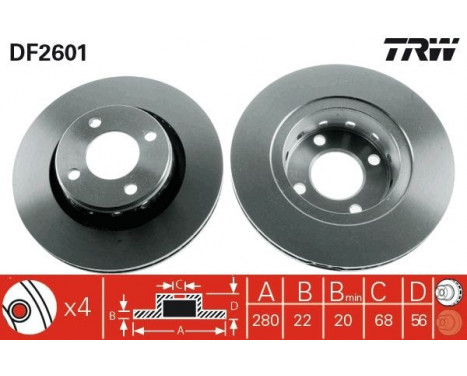 Bromsskiva DF2601 TRW, bild 2