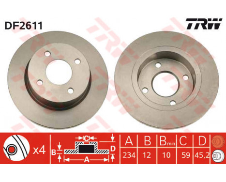 Bromsskiva DF2611 TRW