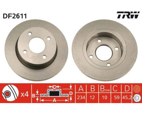 Bromsskiva DF2611 TRW, bild 2