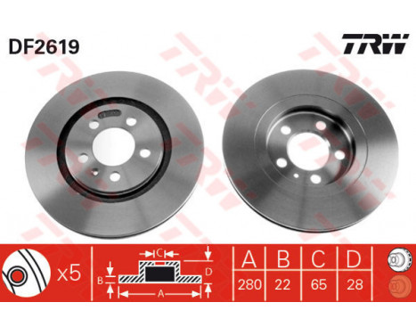 Bromsskiva DF2619 TRW