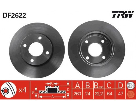 Bromsskiva DF2622 TRW, bild 2