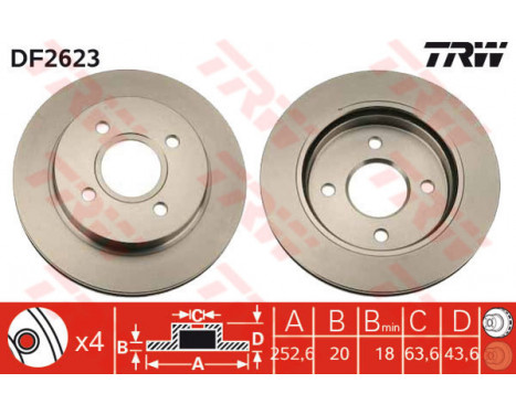 Bromsskiva DF2623 TRW