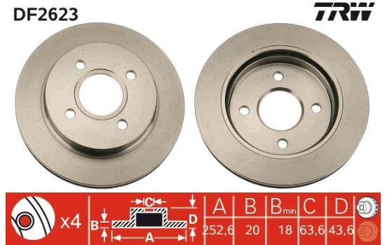 Bromsskiva DF2623 TRW, bild 2