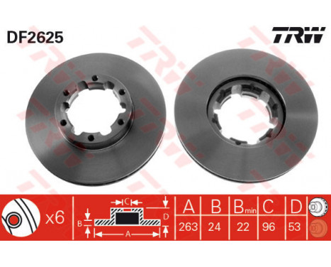 Bromsskiva DF2625 TRW