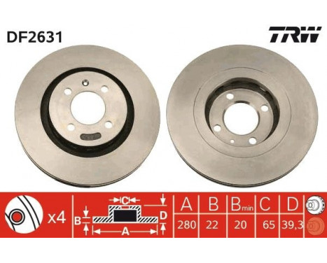 Bromsskiva DF2631 TRW, bild 2