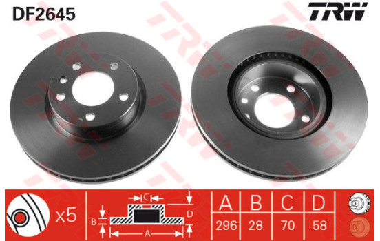Bromsskiva DF2645 TRW