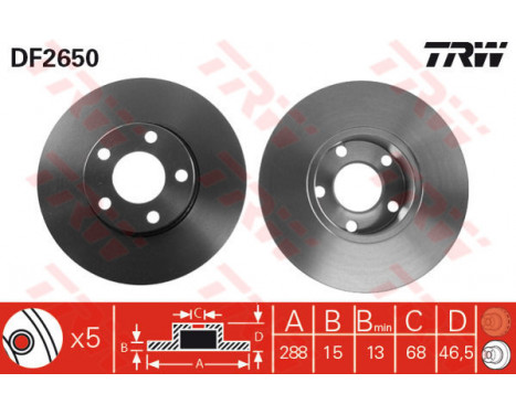 Bromsskiva DF2650 TRW