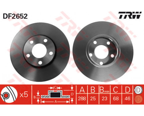 Bromsskiva DF2652 TRW