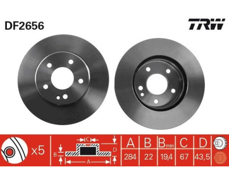 Bromsskiva DF2656 TRW, bild 2