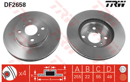 Bromsskiva DF2658 TRW