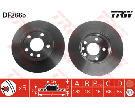 Bromsskiva DF2665 TRW